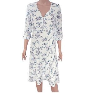 Tea n Rose White Floral 3/4 Sleeve Dress Sz M